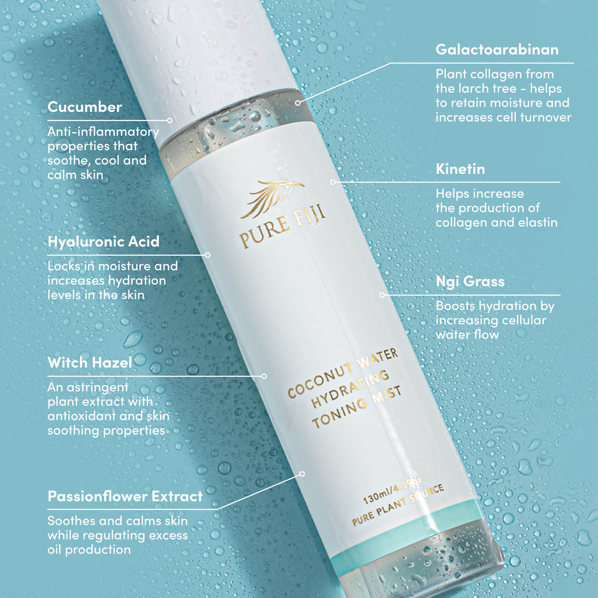 Coconut Water Hydrating Toning Mist (4.4oz/130ml) Pure Fiji US Store